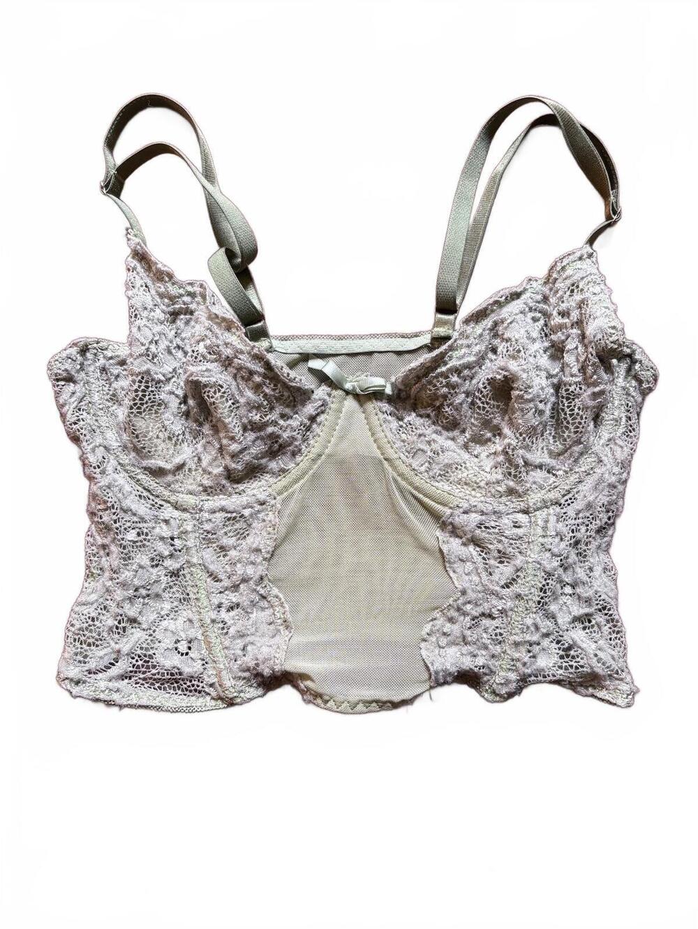 Romwe green lace bustier crop top - size Small (fits like an XS)